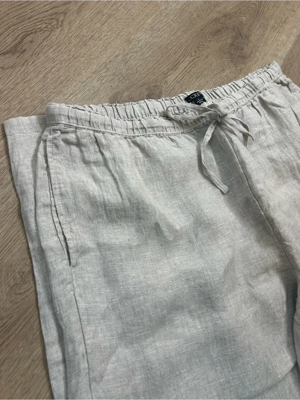 NWT J. Crew 100% Linen Soleil Drawstring Straight Leg Pant in Flax